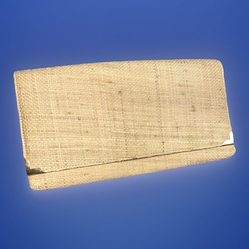 Vintage Harry Levine Straw Clutch Purse With Gold Hardware